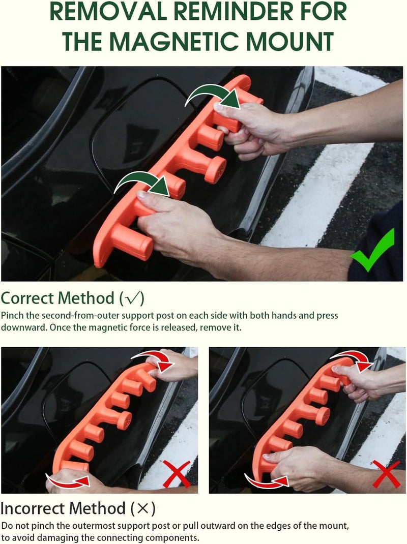 JSAHAH Magnetic Ski Holder for Side of Car – Rig Strips Magnetic Snowboard Mount – Prevent Ski and Snowboard from Tipping Over – Protects Vehicle from Scratches - Snowboard Accessories(Orange) - Image 4